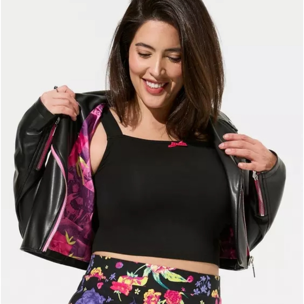 Betsey Johnson X Torrid Collab Faux Leather Crop Moto Jacket - Picture 9 of 11